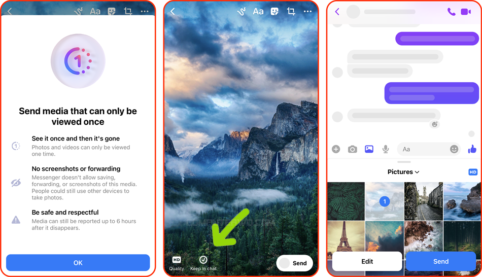 Gebruik van de View Once-functie in de Messenger-app